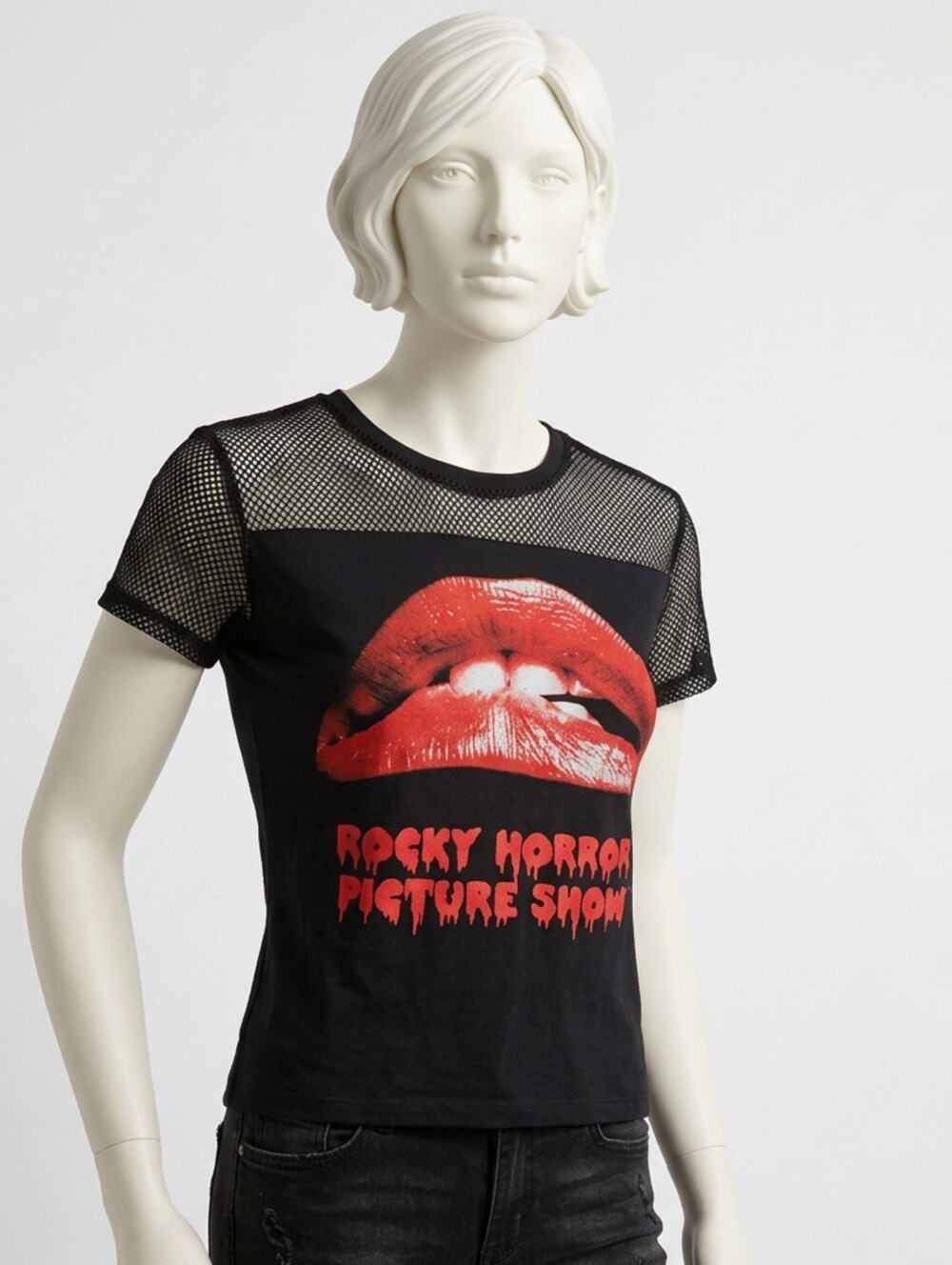 Rocky Horror Picture Show Crop Top Mesh Sleeves Medium